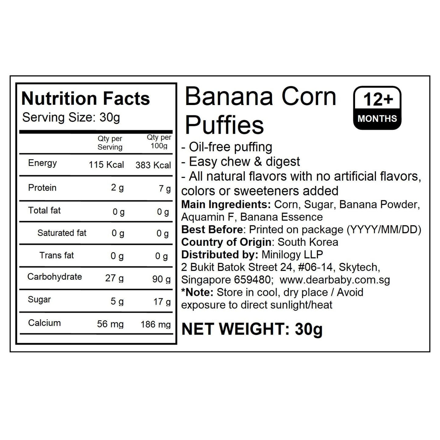 BeBecook - Banana Corn Puffies 30g