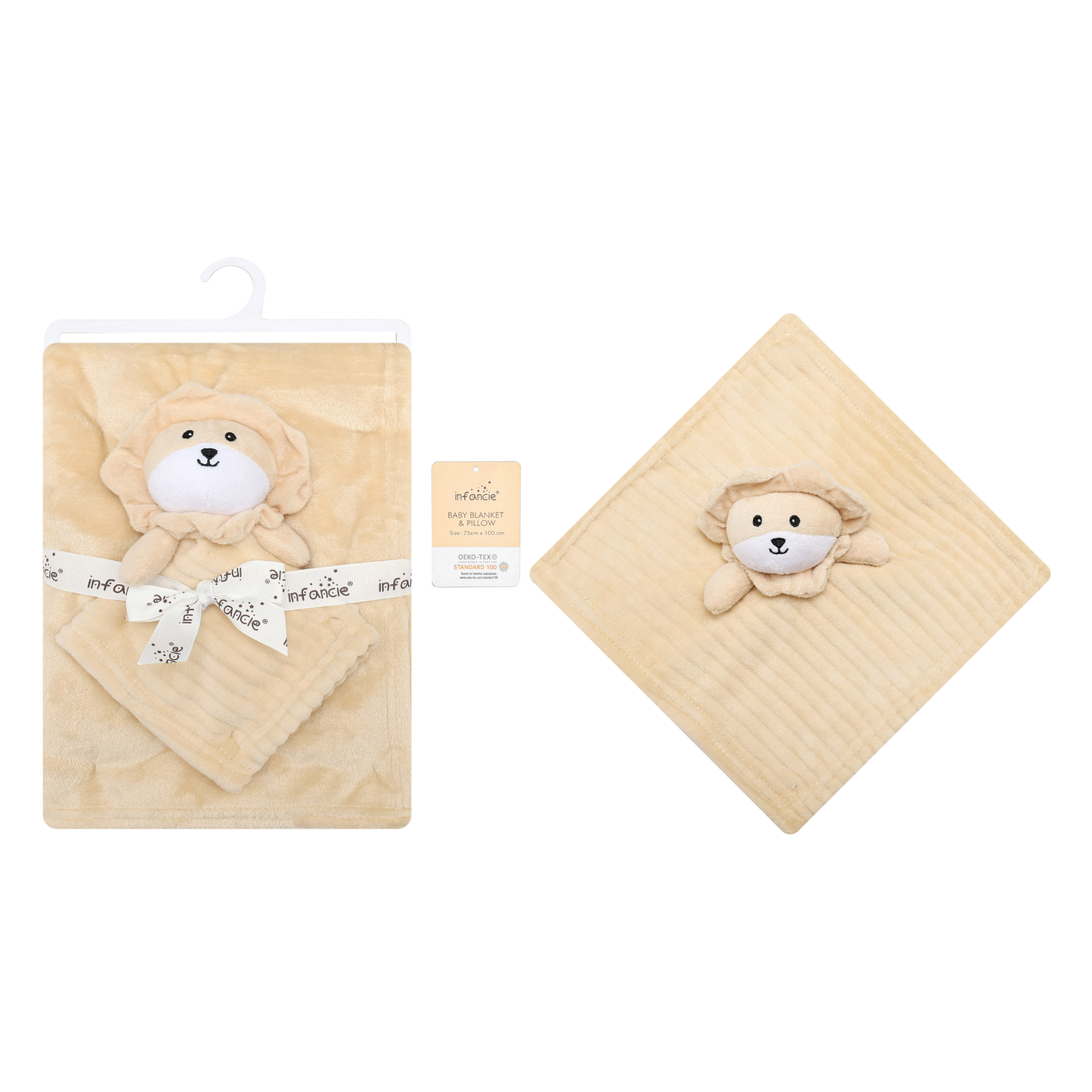 INFANCIE Blanket with Snuggle Toy (Buttery Cream Lion)