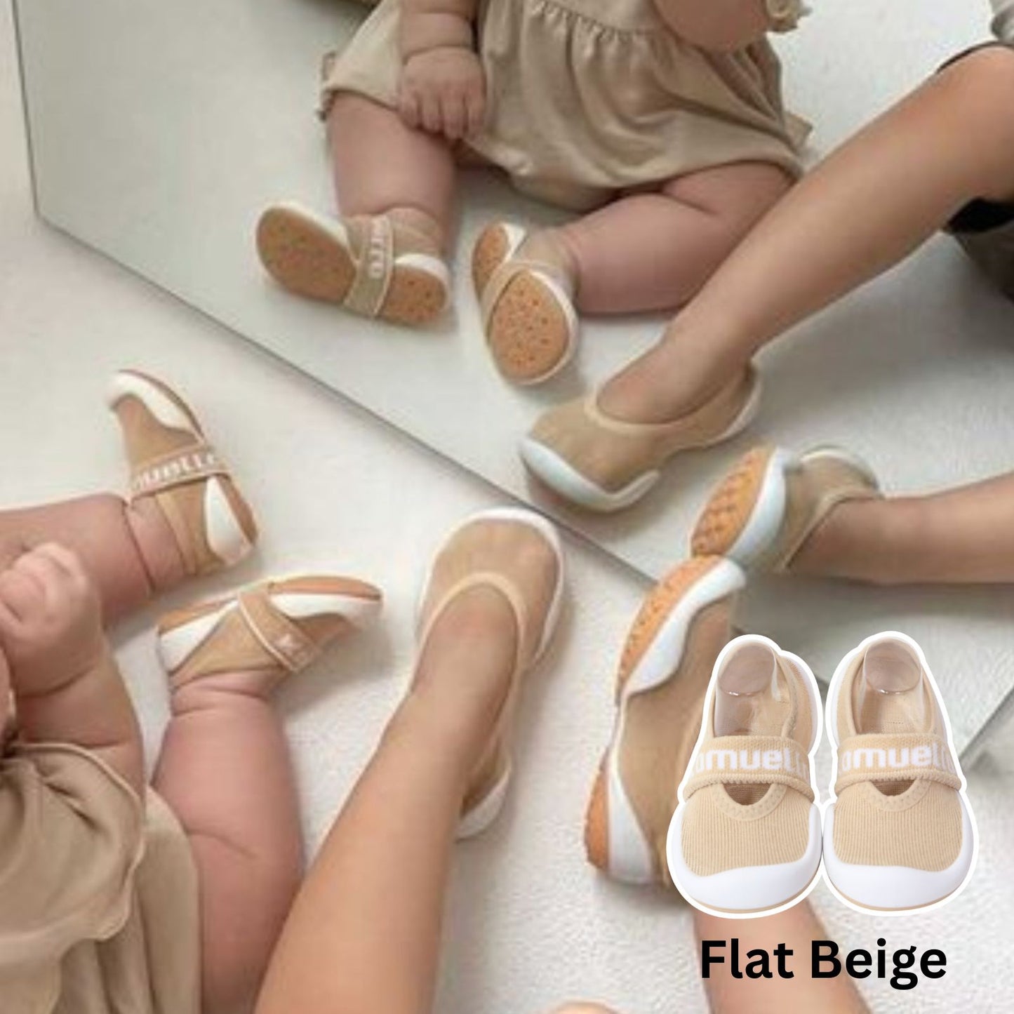 Komuello - Baby Sock Shoes (Flat Beige)