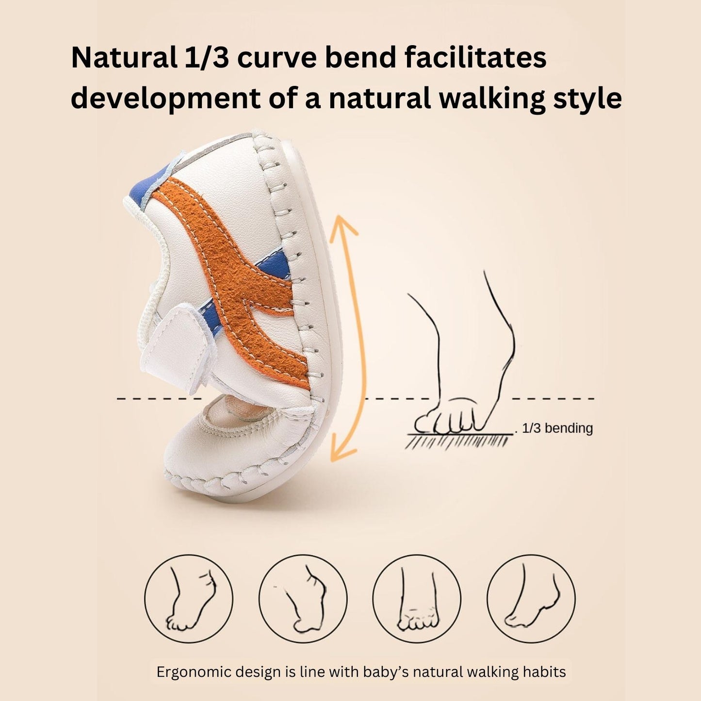 EBmini E3661 Soft-Soled Baby Sneaker (Orange)