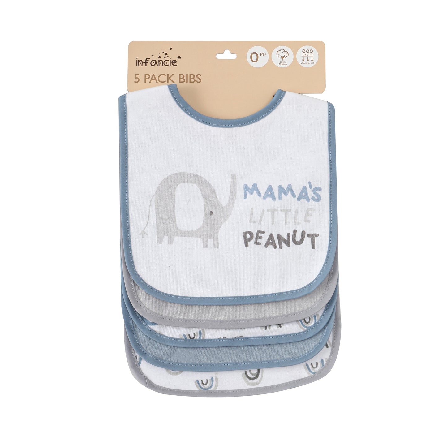 Infancie 5-Pc Cotton Drooler Bibs (Mama's Little Peanut)