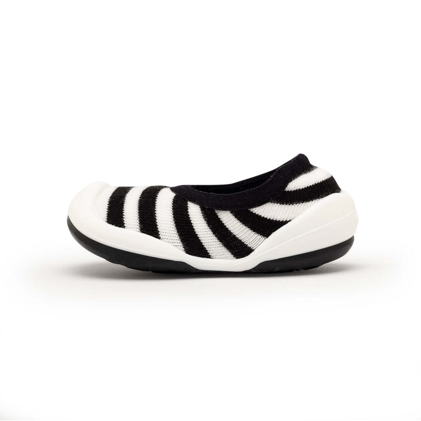Komuello - Baby Sock Shoes (Flat Black Stripe)
