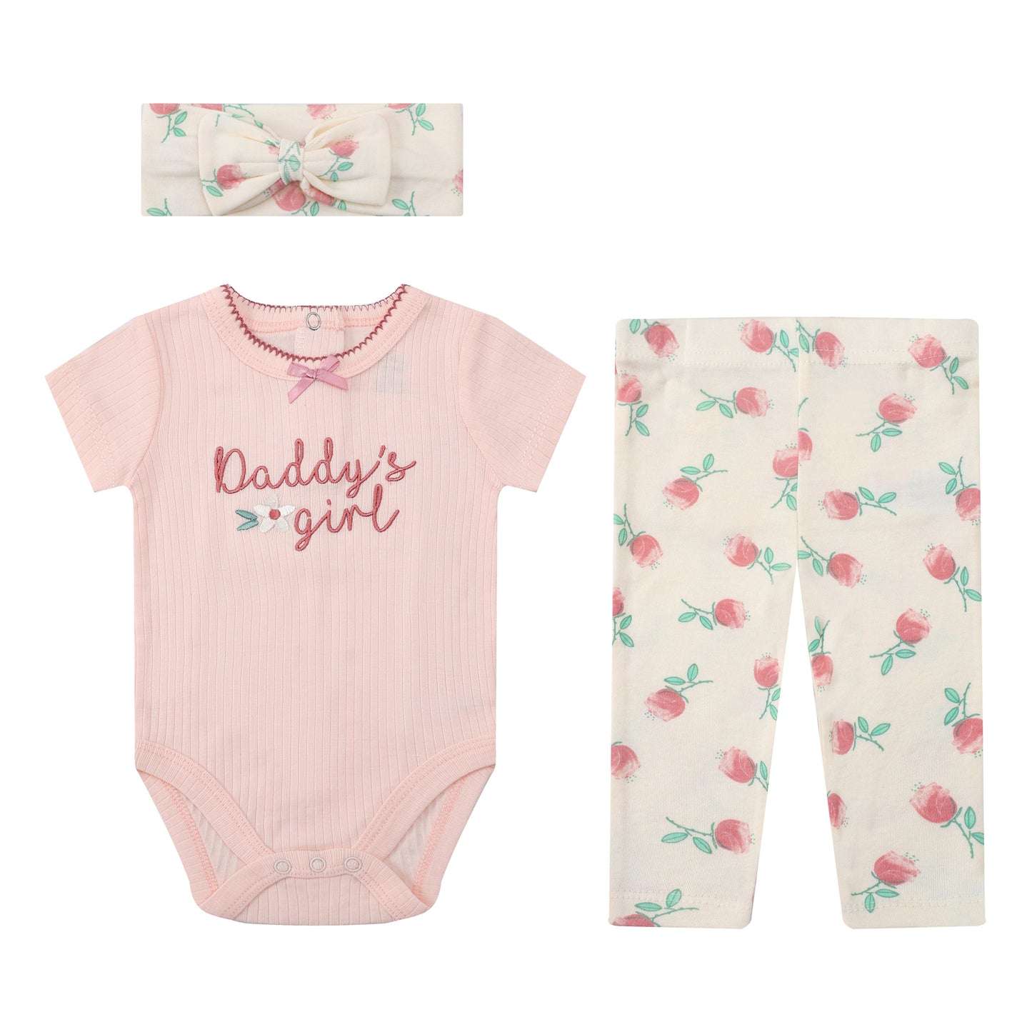 MOTHER'S CHOICE 3-Pc Baby Bodysuit, Pants and Headband Set (Daddy's Girl)