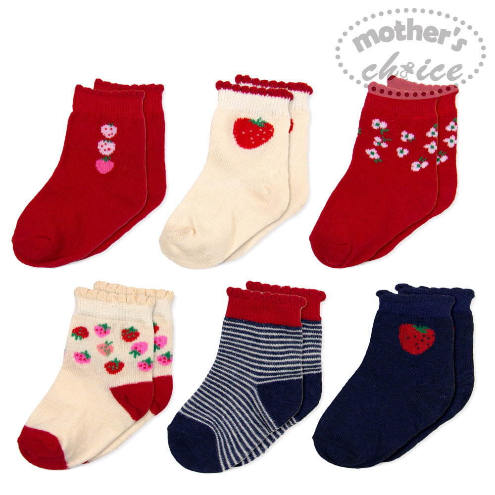 MOTHER'S CHOICE 6-Pk Baby Socks Set (6-12m, Red, Strawberry)