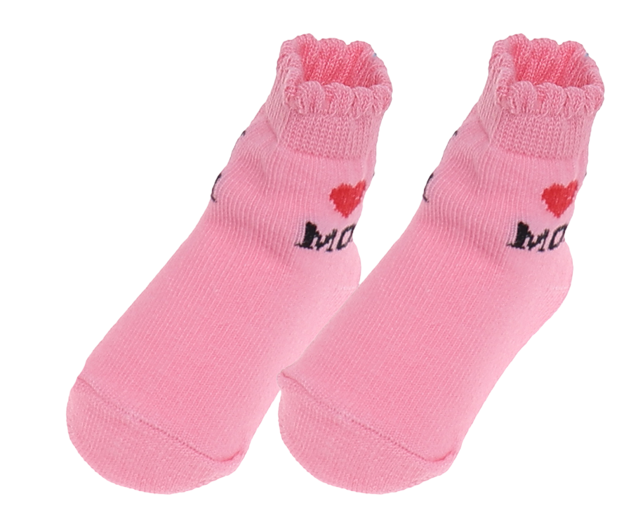 INFANCIE 6-Pk Newborn Baby Socks Set (0-6m, Pink, I Love Mommy)