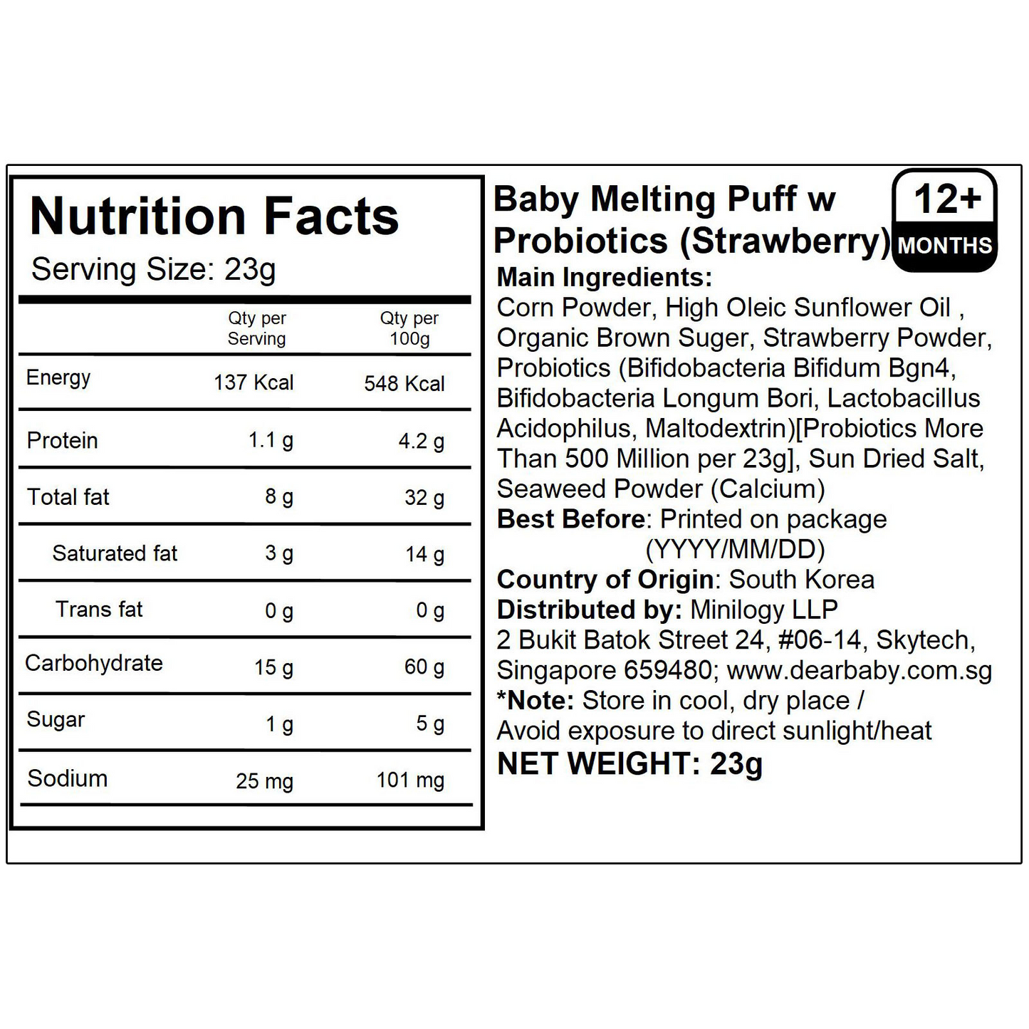 BeBecook - Baby Melting Puff w Probiotics (Strawberry) 23g