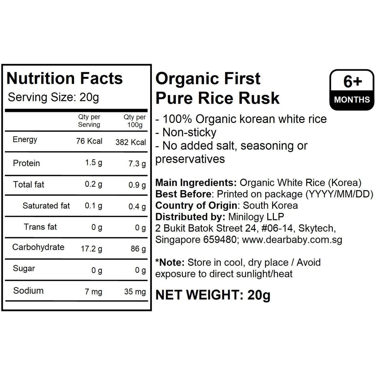 BeBecook - Organic First Pure Rice Rusk 20g
