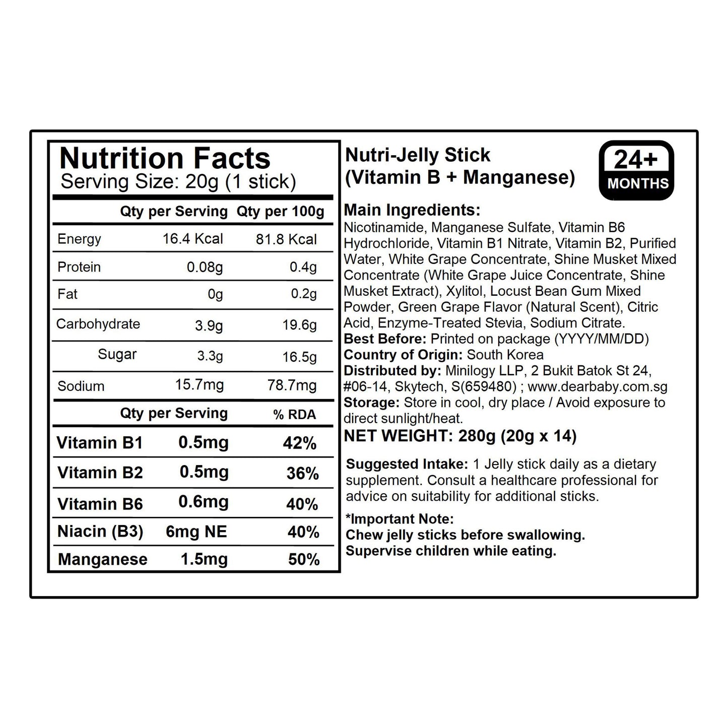 BeBecook - Nutri-Jelly Stick (Vitamin B & Manganese)