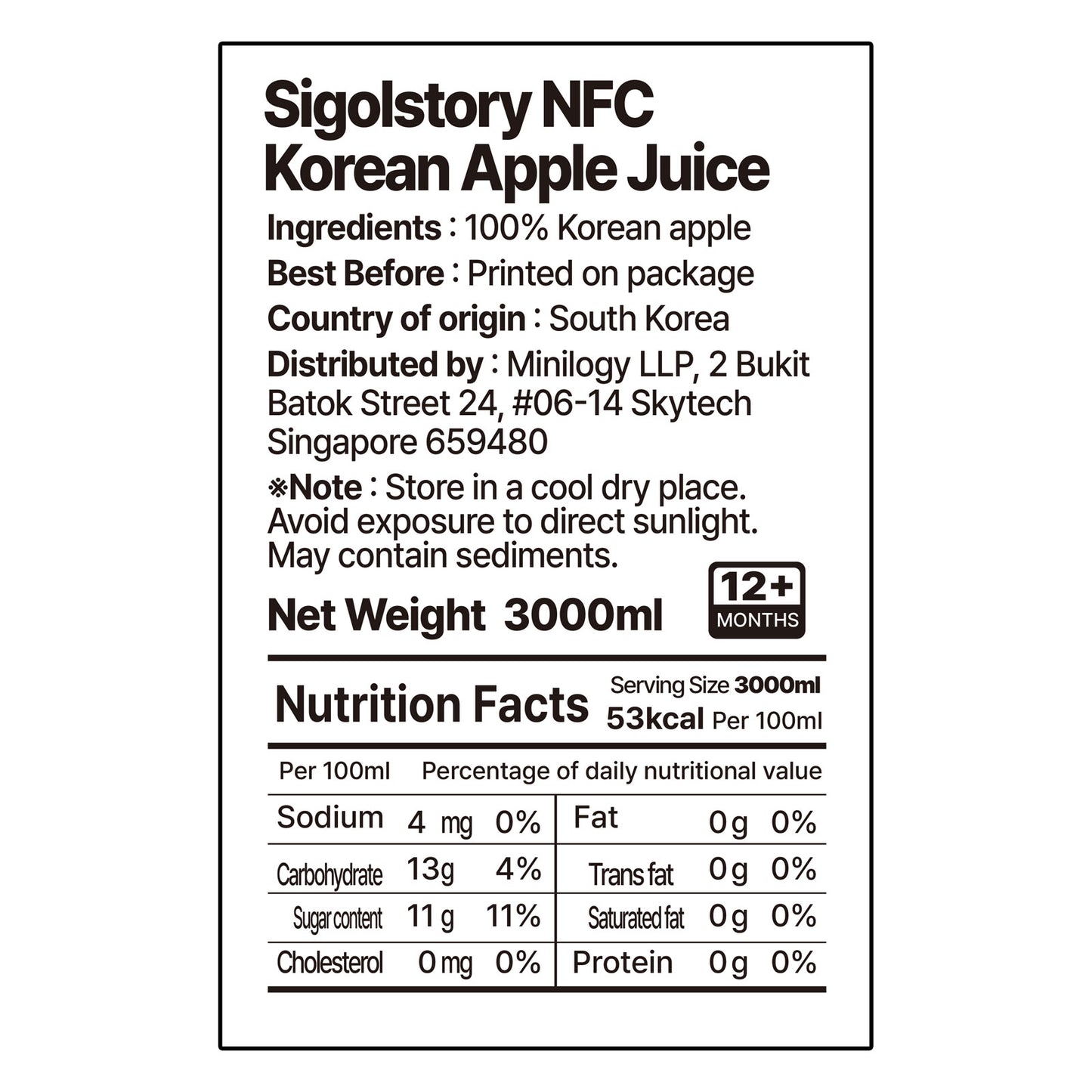 Sigolstory - NFC Korean Apple Juice 3L Family Pack