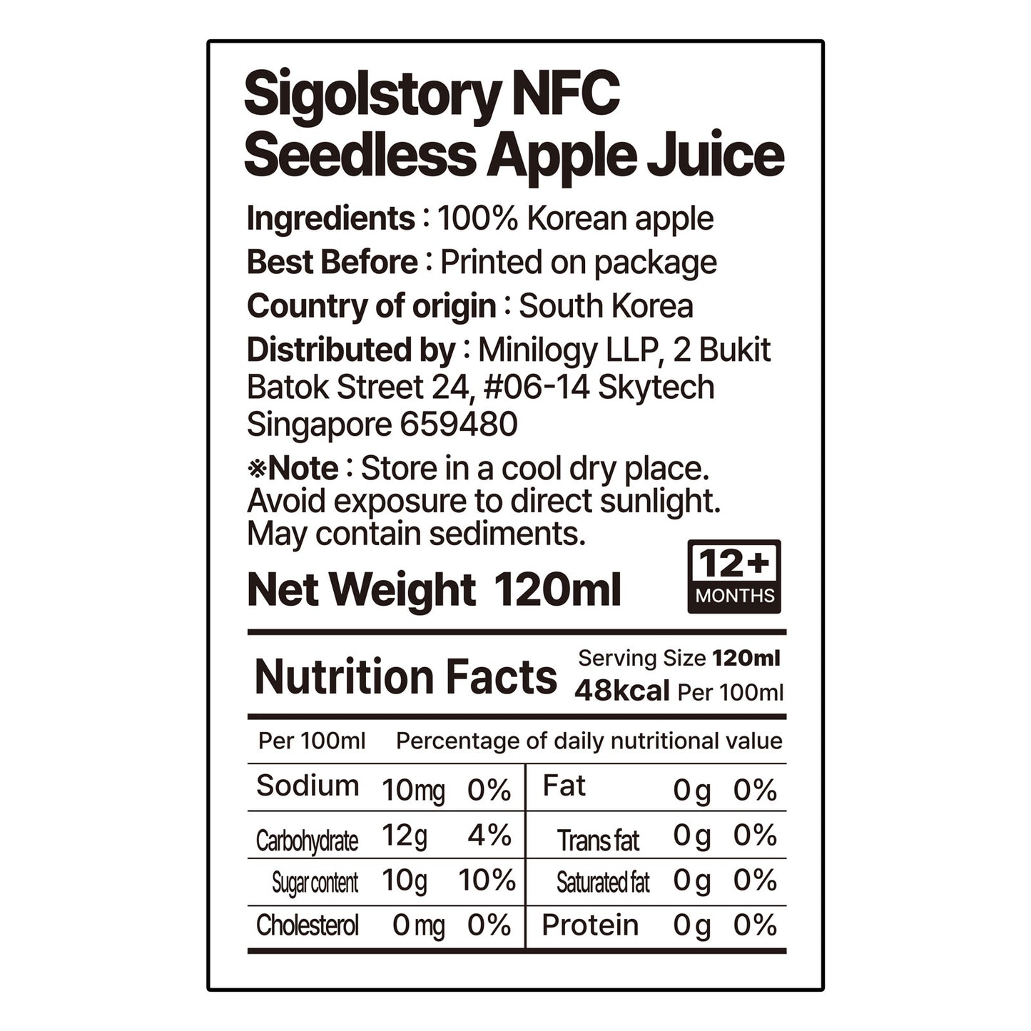 Sigolstory - 10-Pk NFC Seedless Apple Juice for Kids 120ml