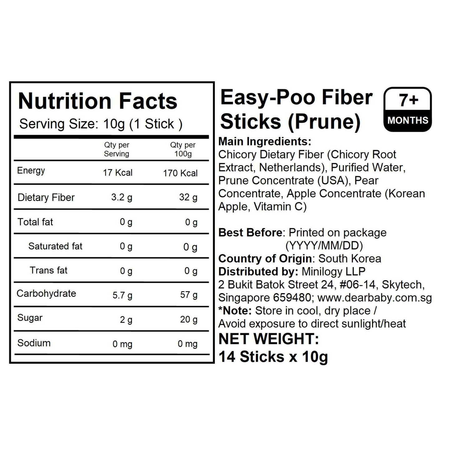 Alvins - Easy-Poo Fiber Sticks (Prune) 14 x 10g