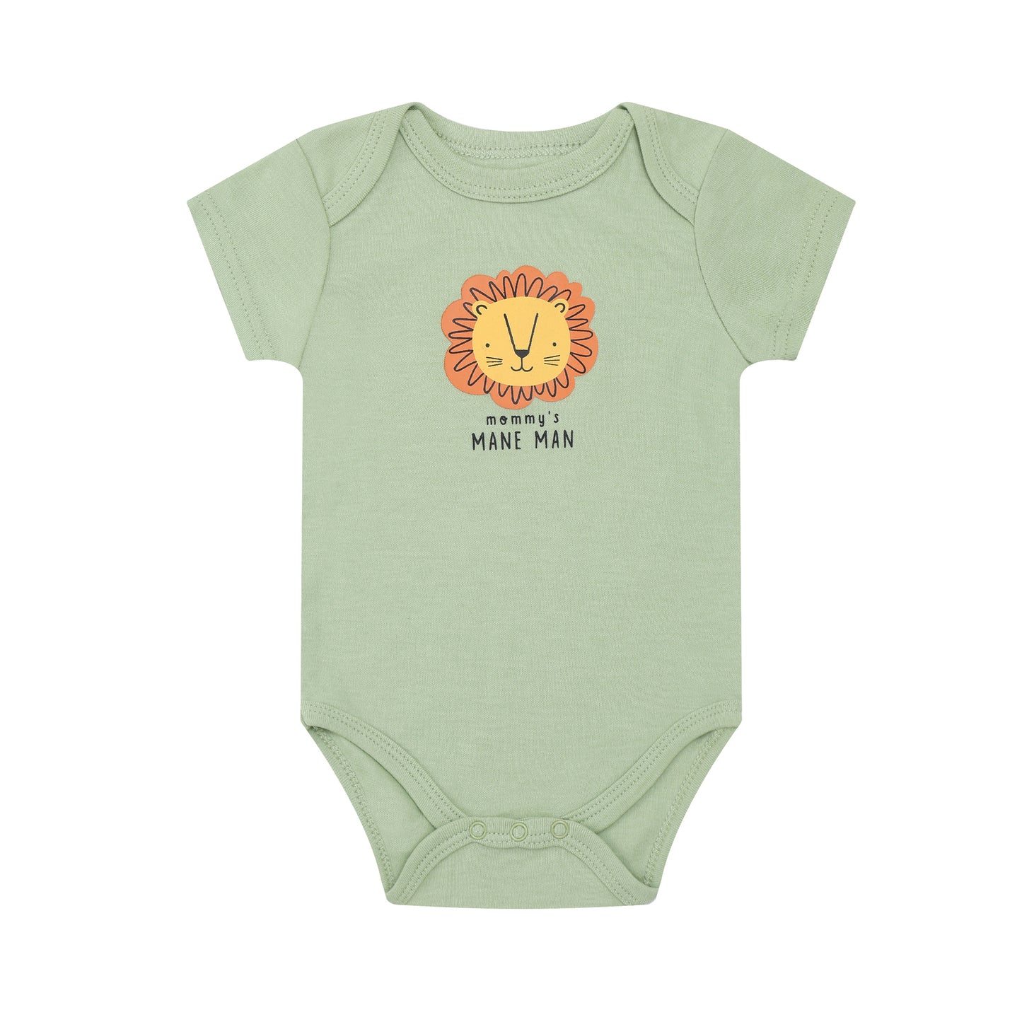 MOTHER'S CHOICE 3-Pc 100% Cotton Short-Sleeved Baby Bodysuit (Green, Lion, Mommy's Mane Man)