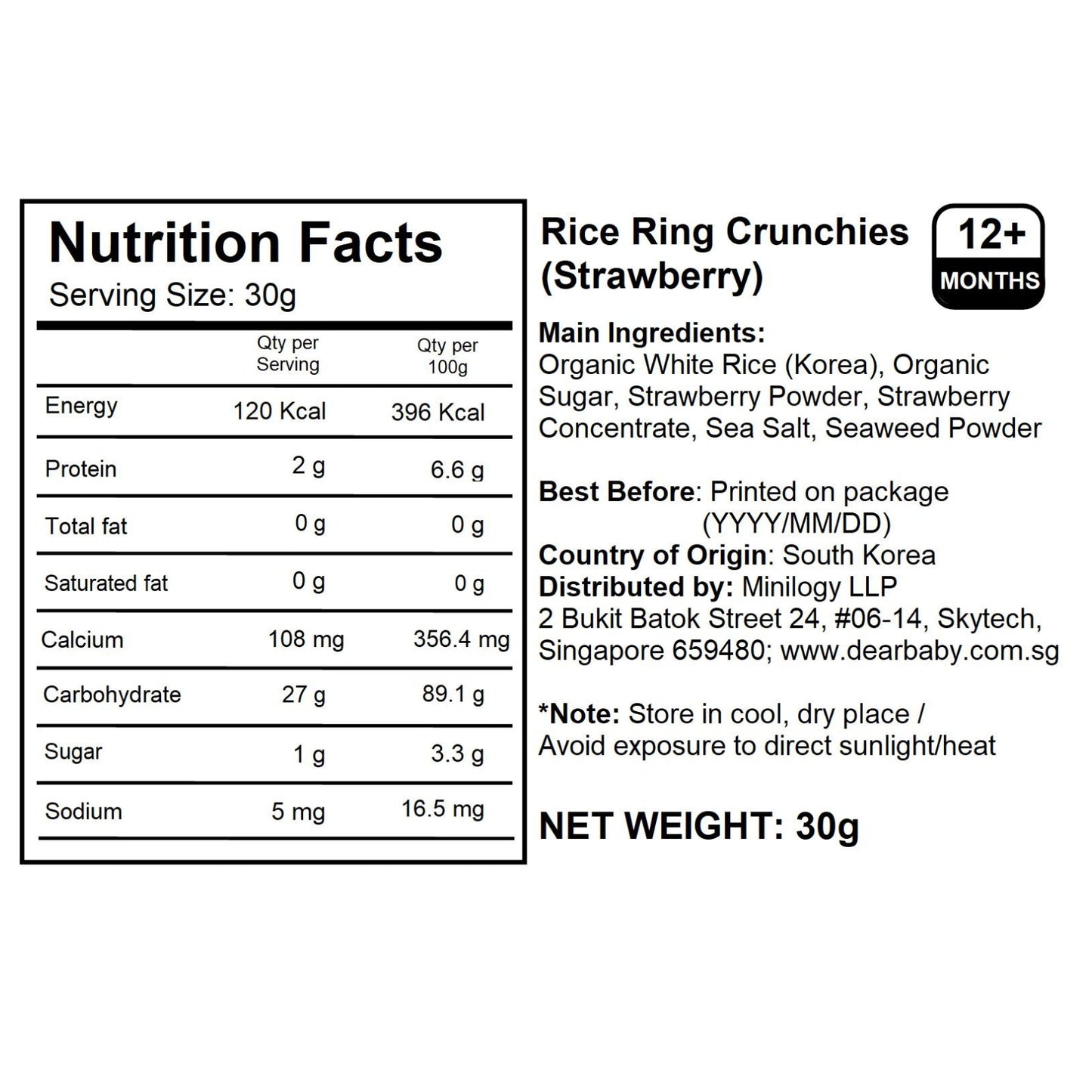 Alvins - Rice Ring Crunchies (Strawberry) 30g