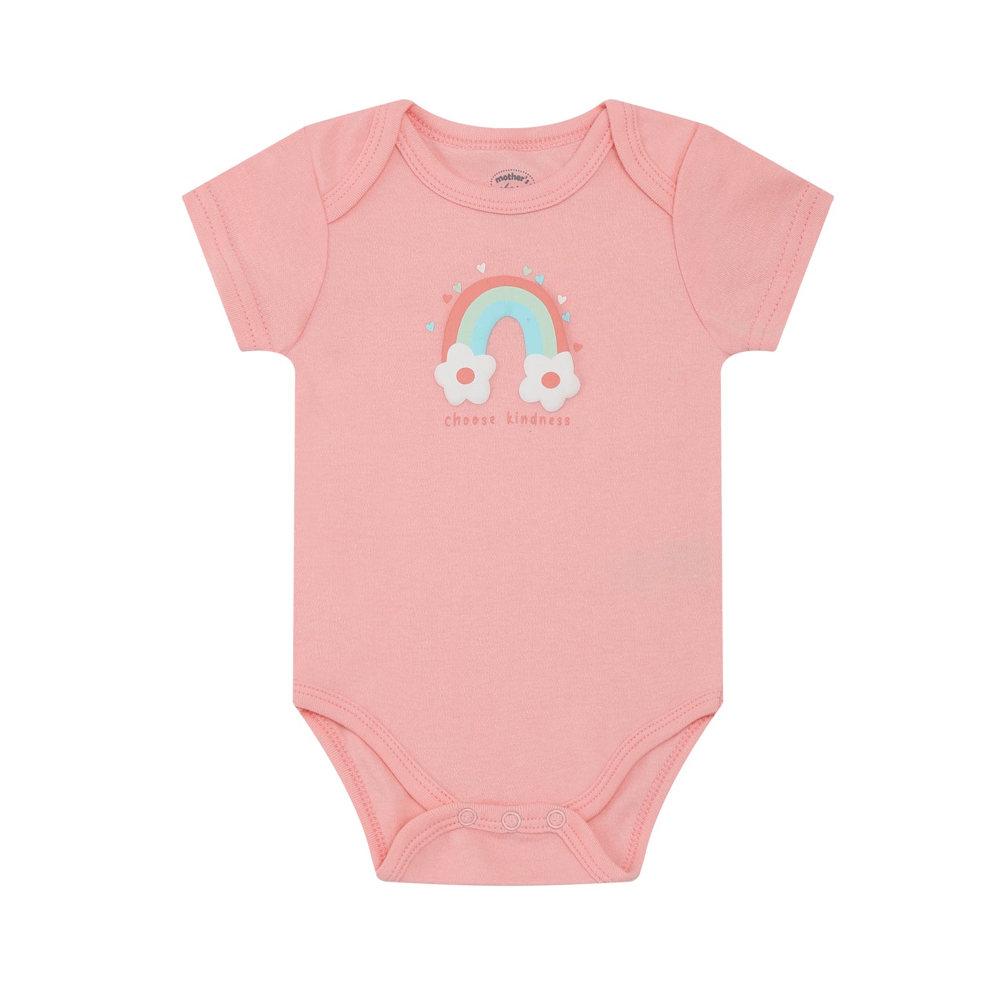 MOTHER'S CHOICE 3-Pc 100% Cotton Short-Sleeved Baby Bodysuit (Pink Mix, Choose Kindness)