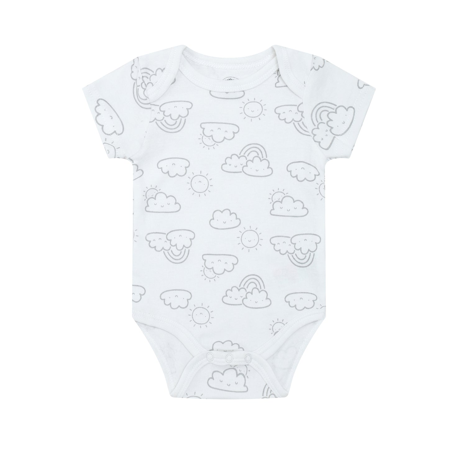 MOTHER'S CHOICE 3-Pc 100% Cotton Short-Sleeved Baby Bodysuit (Grey, Clouds & Hugs)