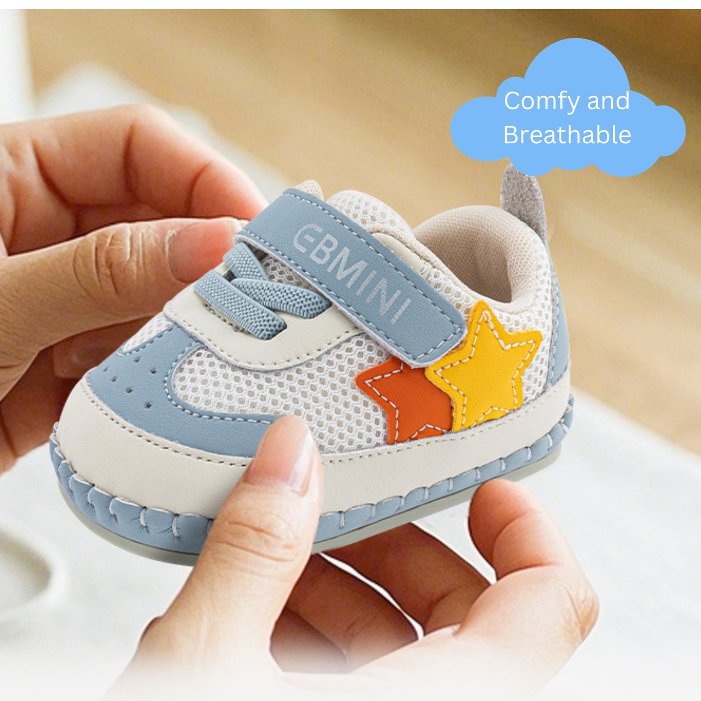 E25A065 Starry Soft Baby Sneakers (Baby Blue)