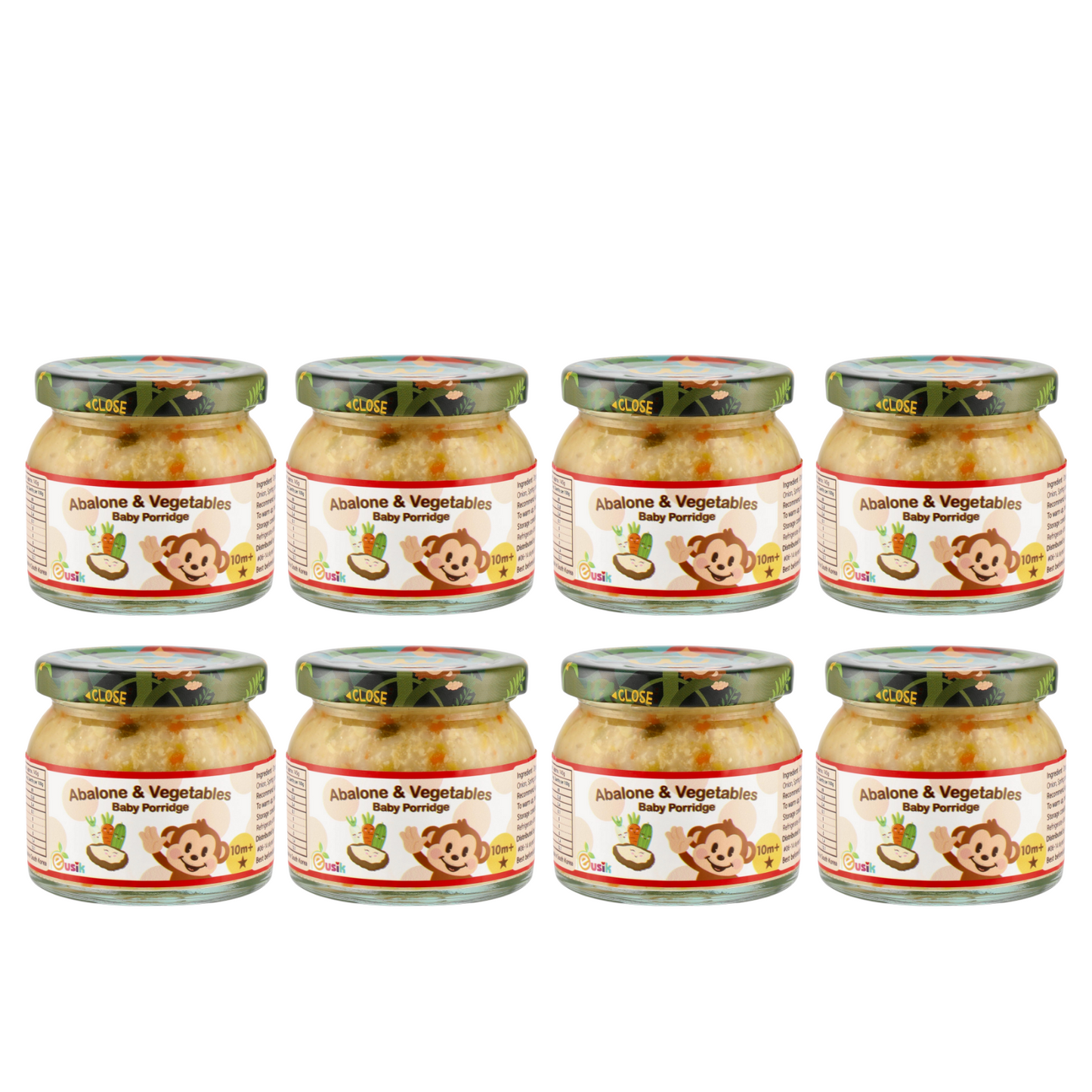 Eusik - 8-Pk Baby Rice Porridge Select (Abalone & Vegetables) 145g, 10mths+