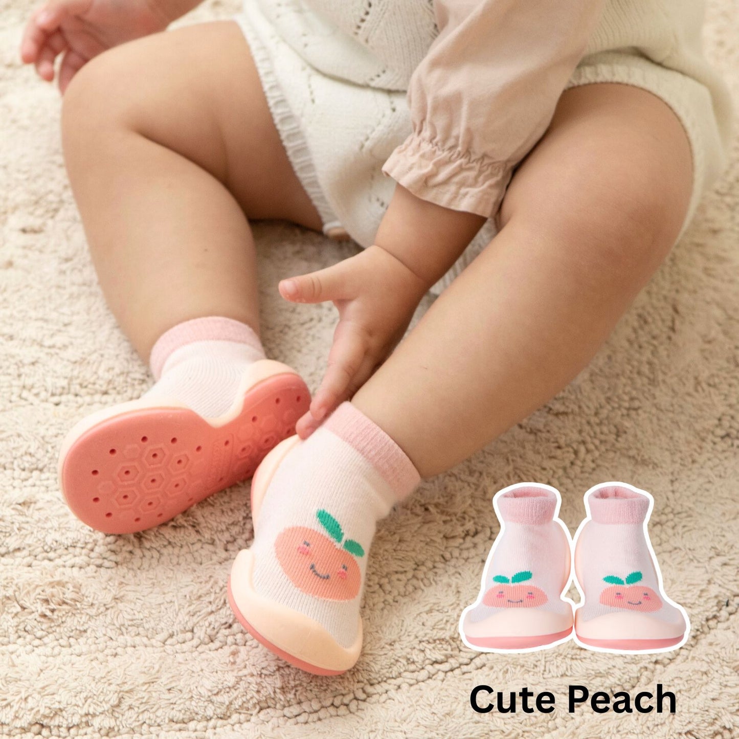 Komuello - Baby Sock Shoes (Cute Peach)