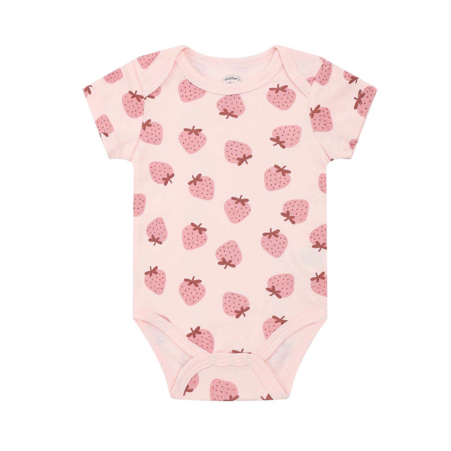 MOTHER'S CHOICE 3-Pc 100% Cotton Short-Sleeved Baby Bodysuit (Pink-Mint, Sweet Birdie Strawberry)