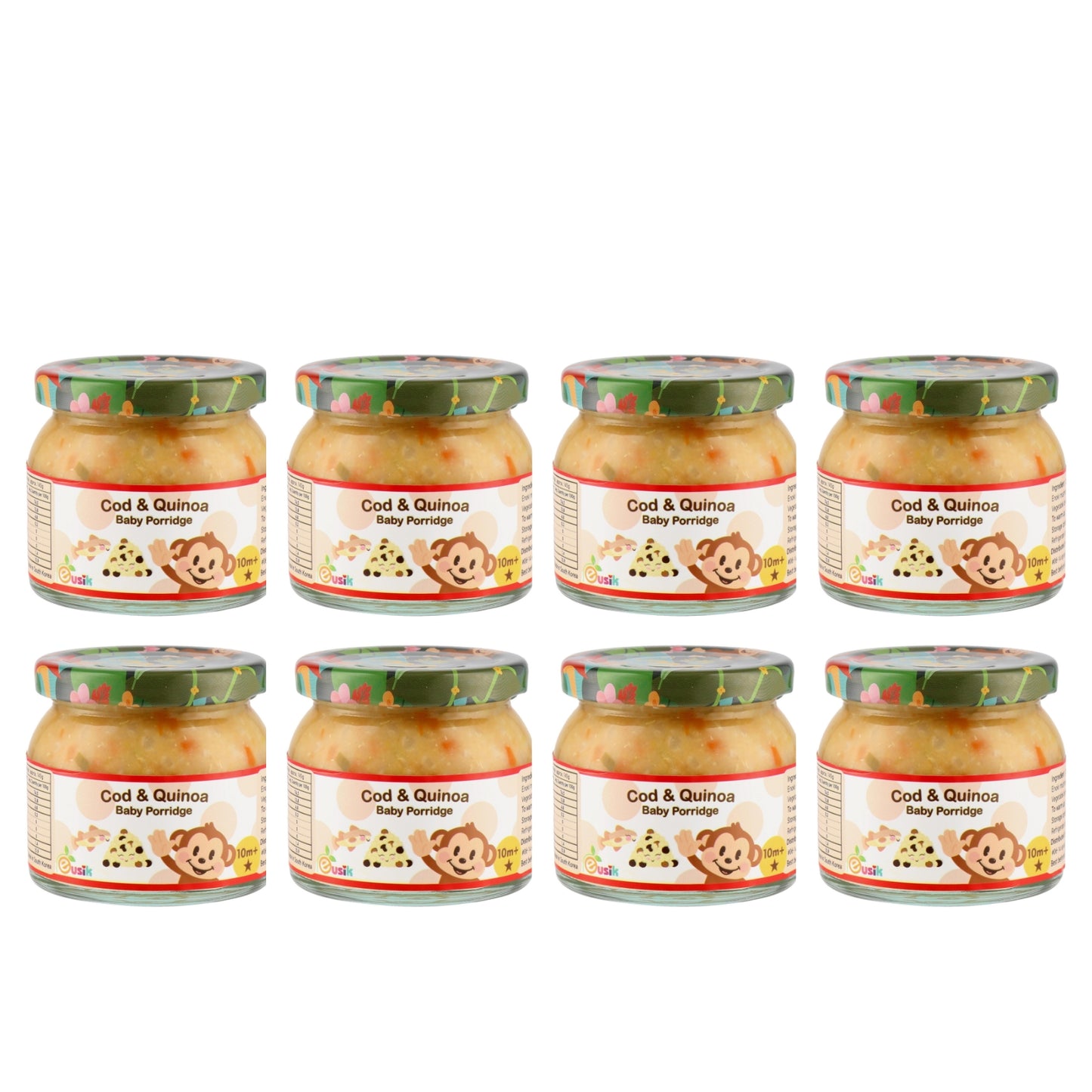 Eusik - 8 pk Baby Rice Porridge Select (Cod & Quinoa) 145g, 10mths+
