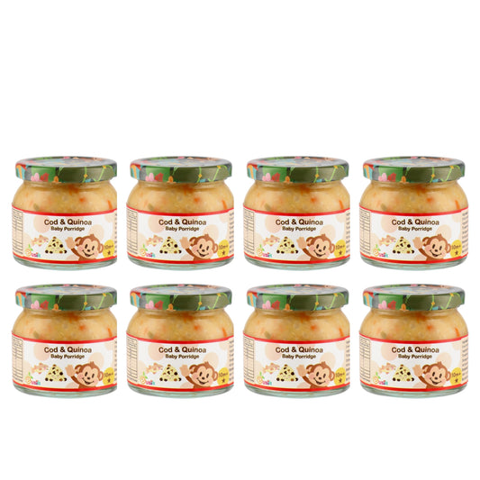 Eusik  - 8 pk Baby Rice Porridge Select (Cod & Quinoa) 145g, 10mths+