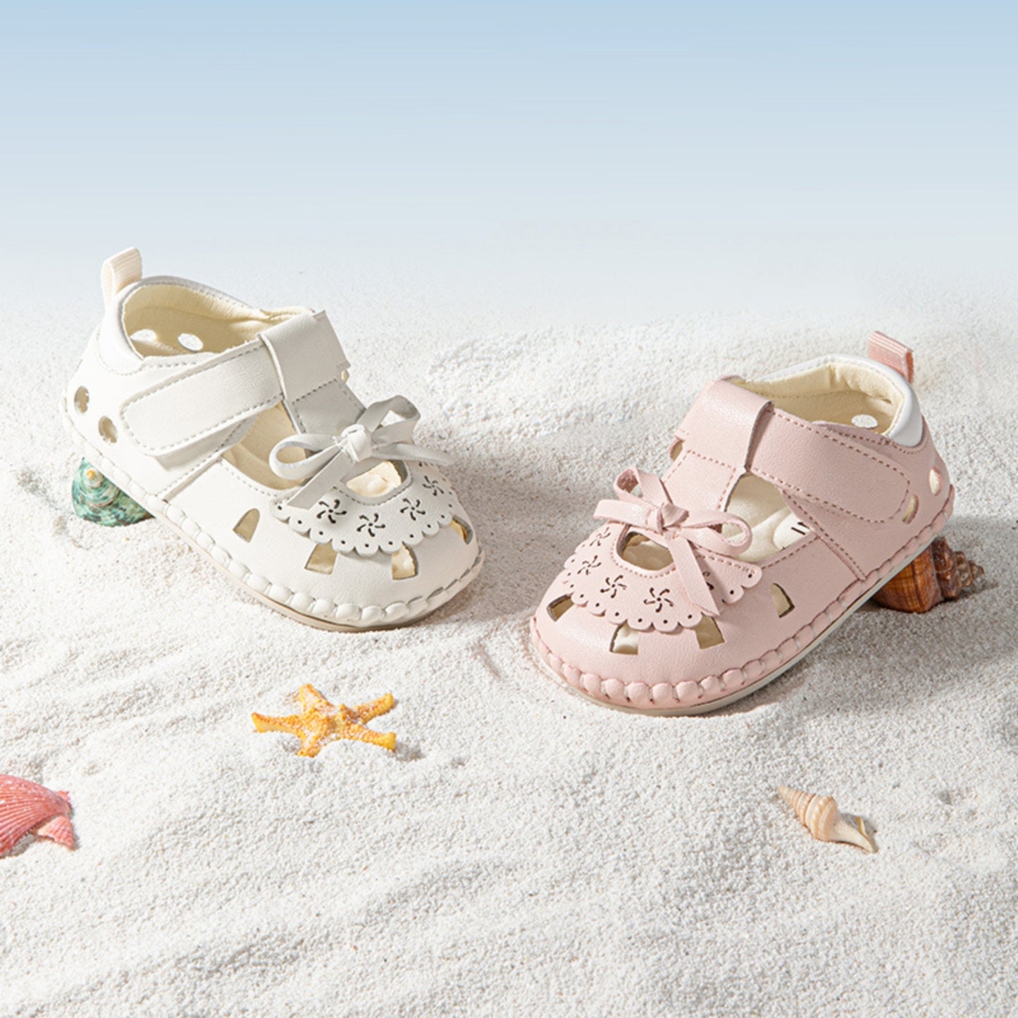 E25B071 Dreamy Bow Baby Sandals (Pink)