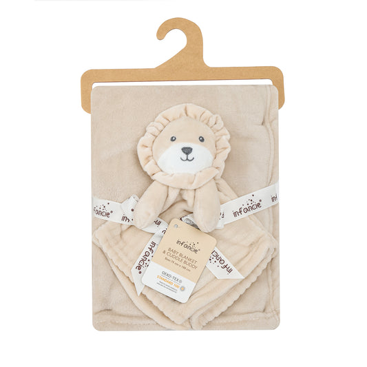 Infancie Blanket with security toy (Beige Lion)