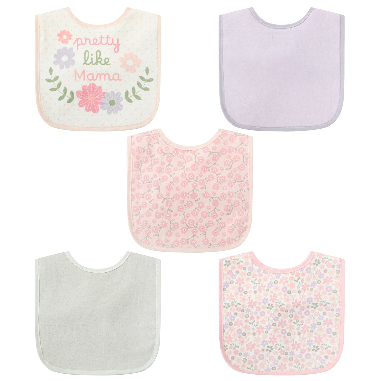 Infancie 5-Pc Cotton Drooler Bibs (Pretty Like Mama)