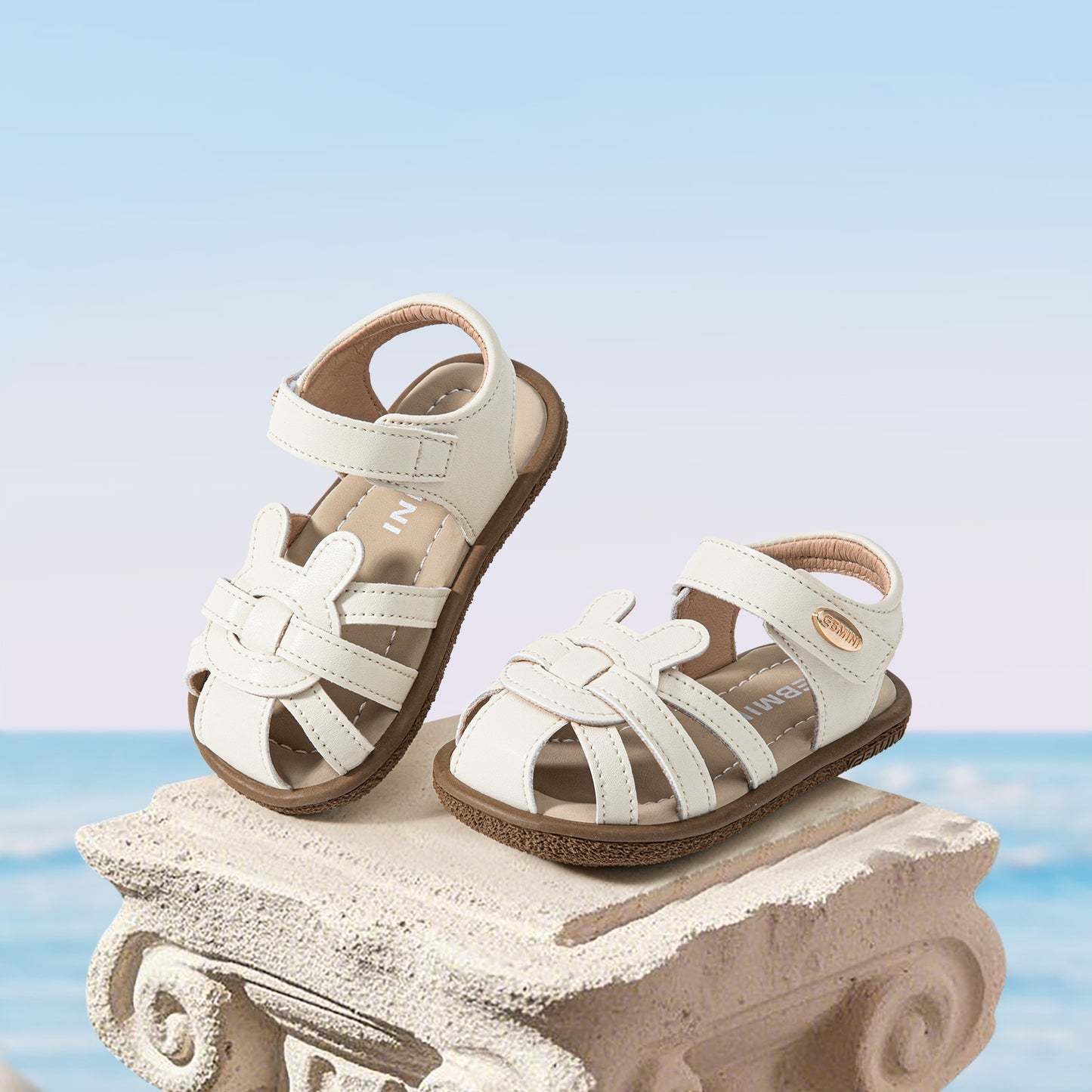 E25B025 Strappy Bunny Sandals (Cream)