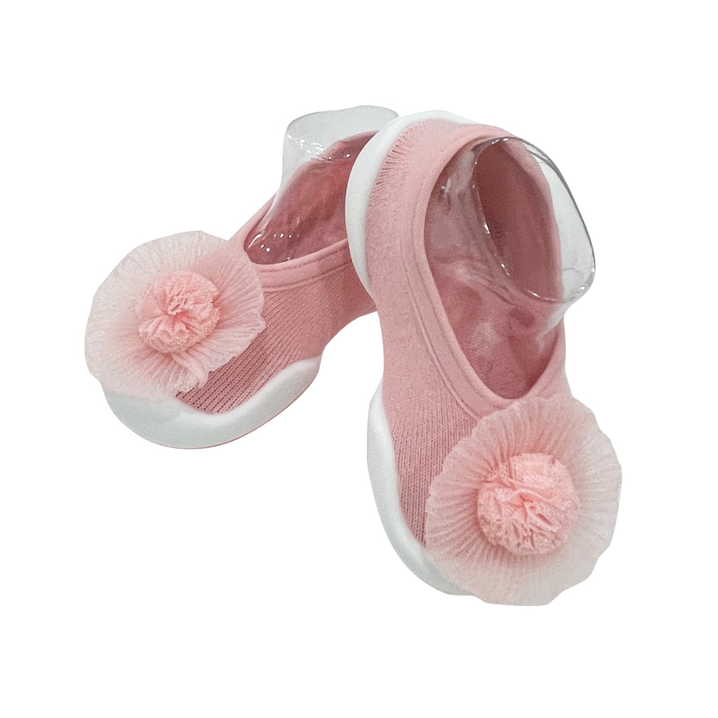 Komuello - Baby Sock Shoes (Pompom Flower Pink)