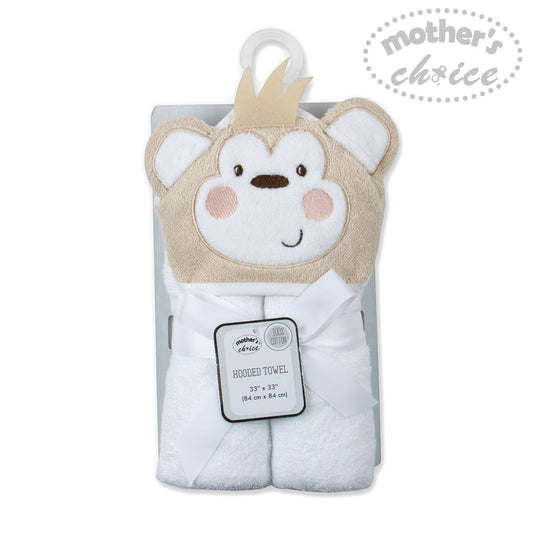 MOTHER'S CHOICE 100% Pure Cotton Infant / Baby 3D Hooded Towel  (Monkey)