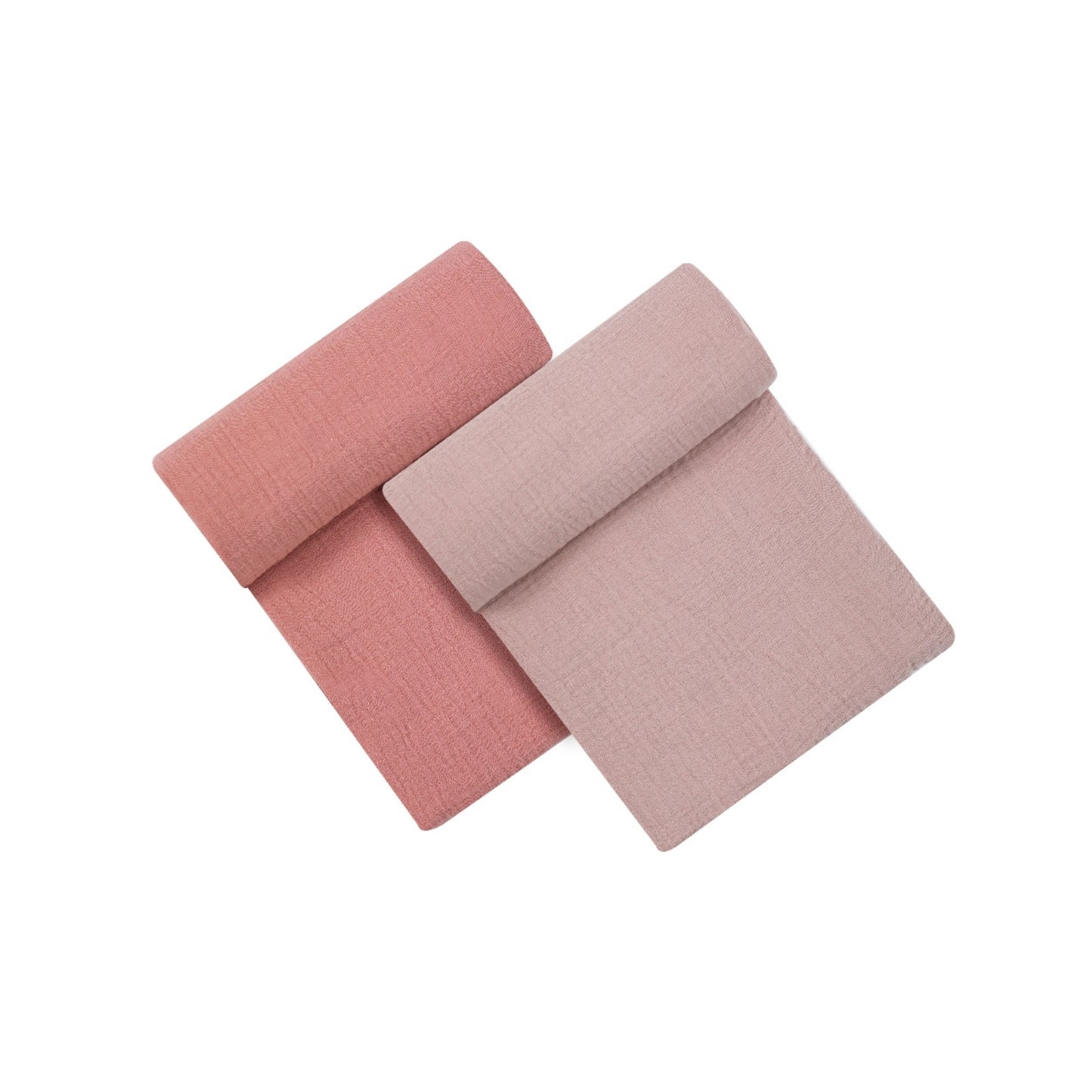 INFANCIE 2-Pc OrganicCotton Baby Muslin Blanket Gift Set (Coral & Dusty Pink)