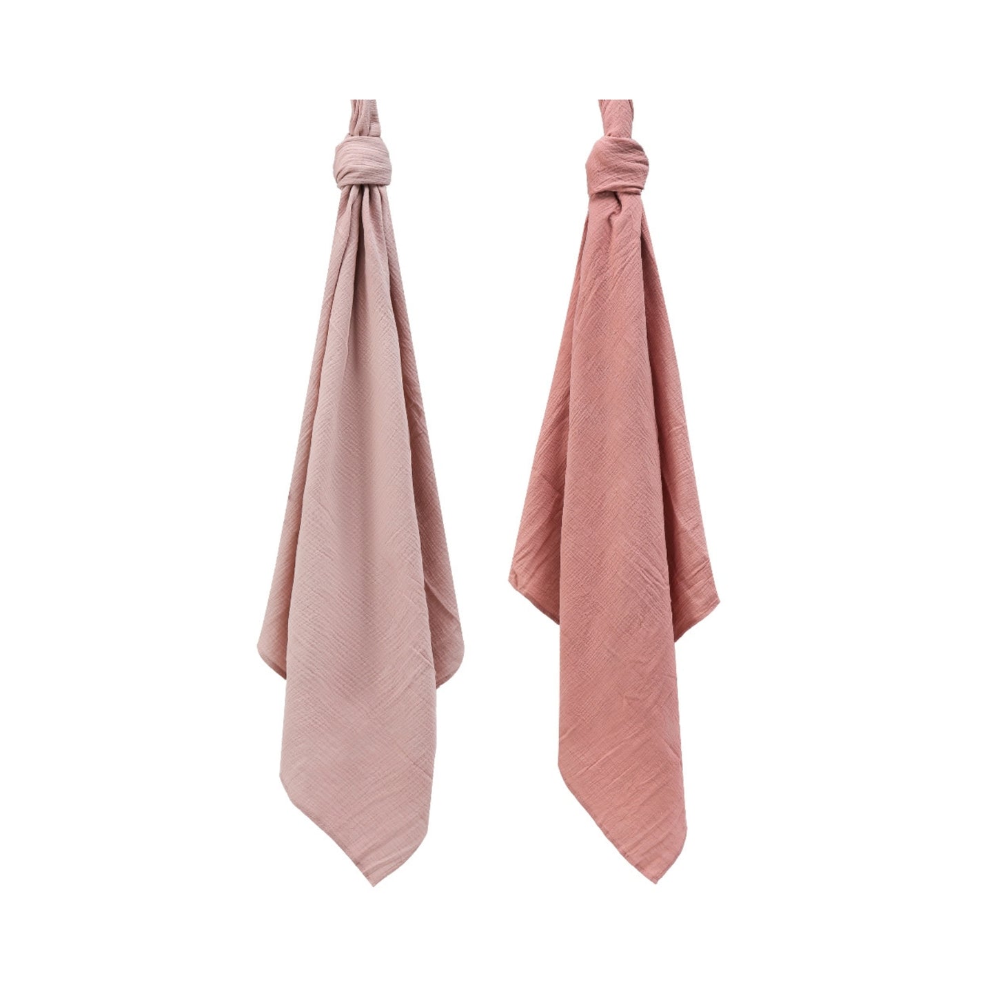 INFANCIE 2-Pc OrganicCotton Baby Muslin Blanket Gift Set (Coral & Dusty Pink)