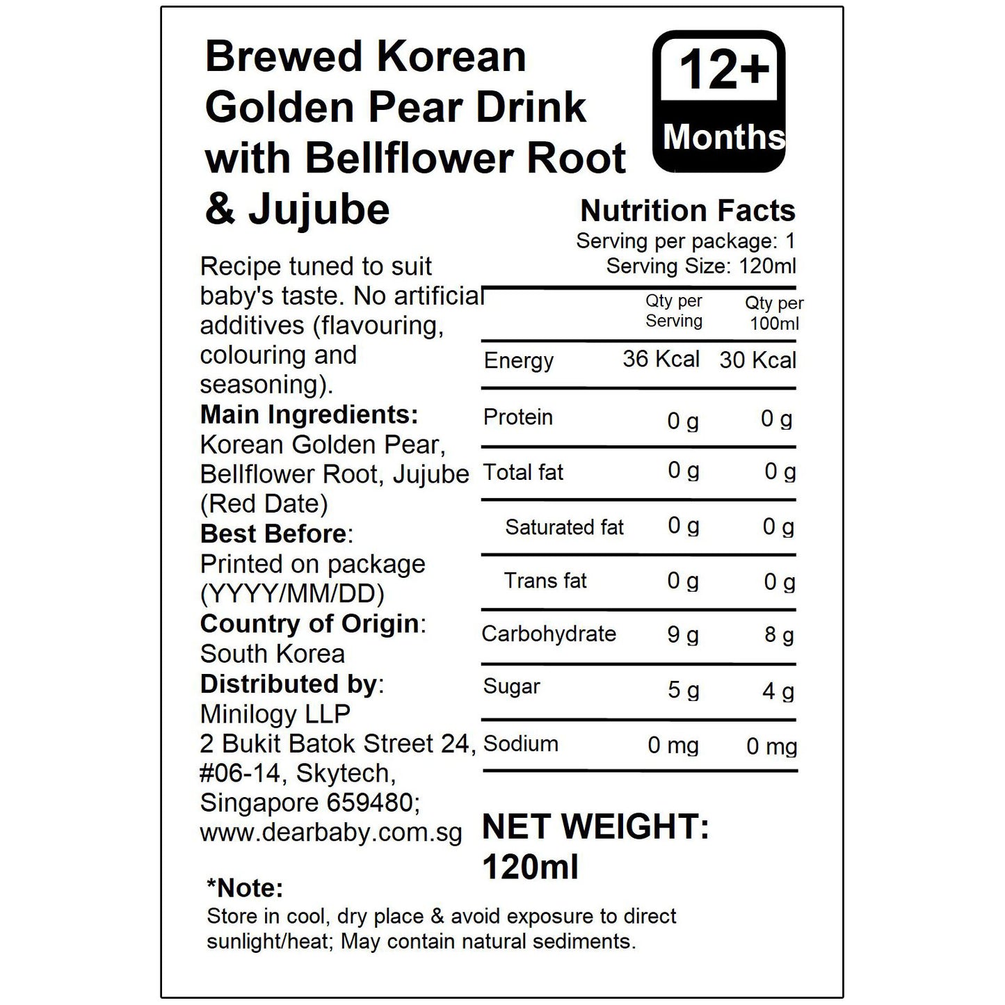 BeBecook - 20-Pk Brewed Korean Golden Pear Drink w Bellflower Root & Jujube 120ml