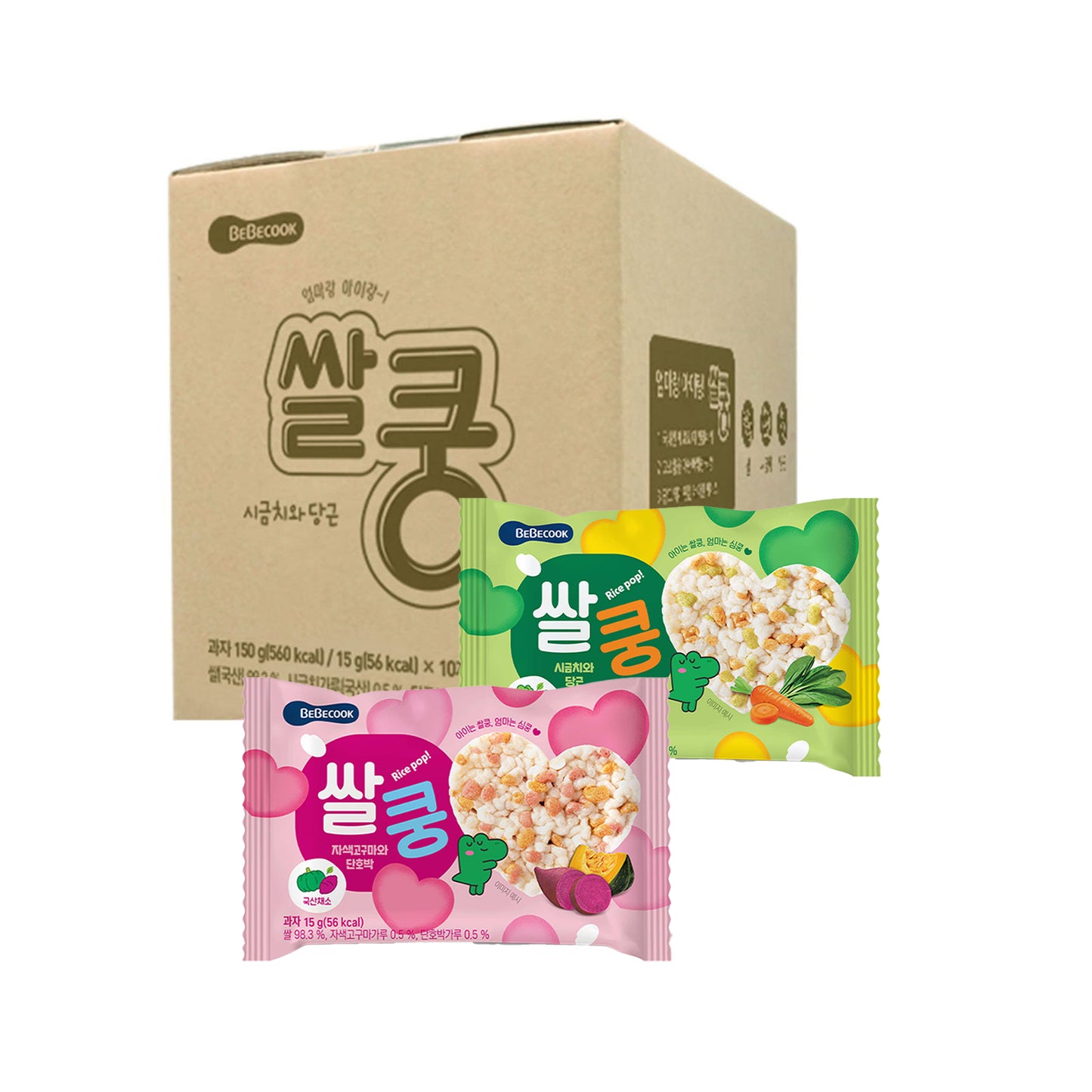 BeBecook - 10-Pk King Rice Puff ( 5 x Sweet Potato & Pumpkin, 5 x Spinach & Carrot)