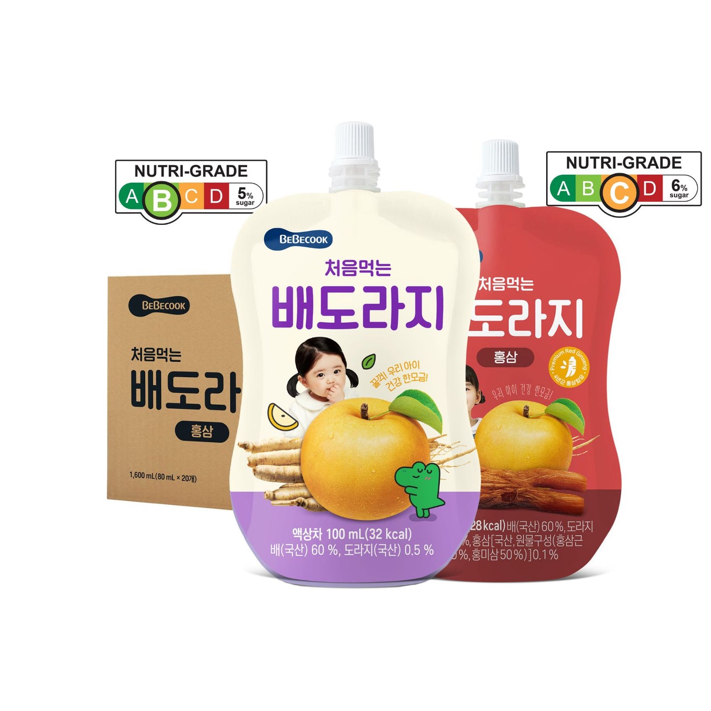 BeBecook - 20 x Brewed Korean Golden Pear Drink With Bellflower Root (10 X Original 10 X Red Ginseng)