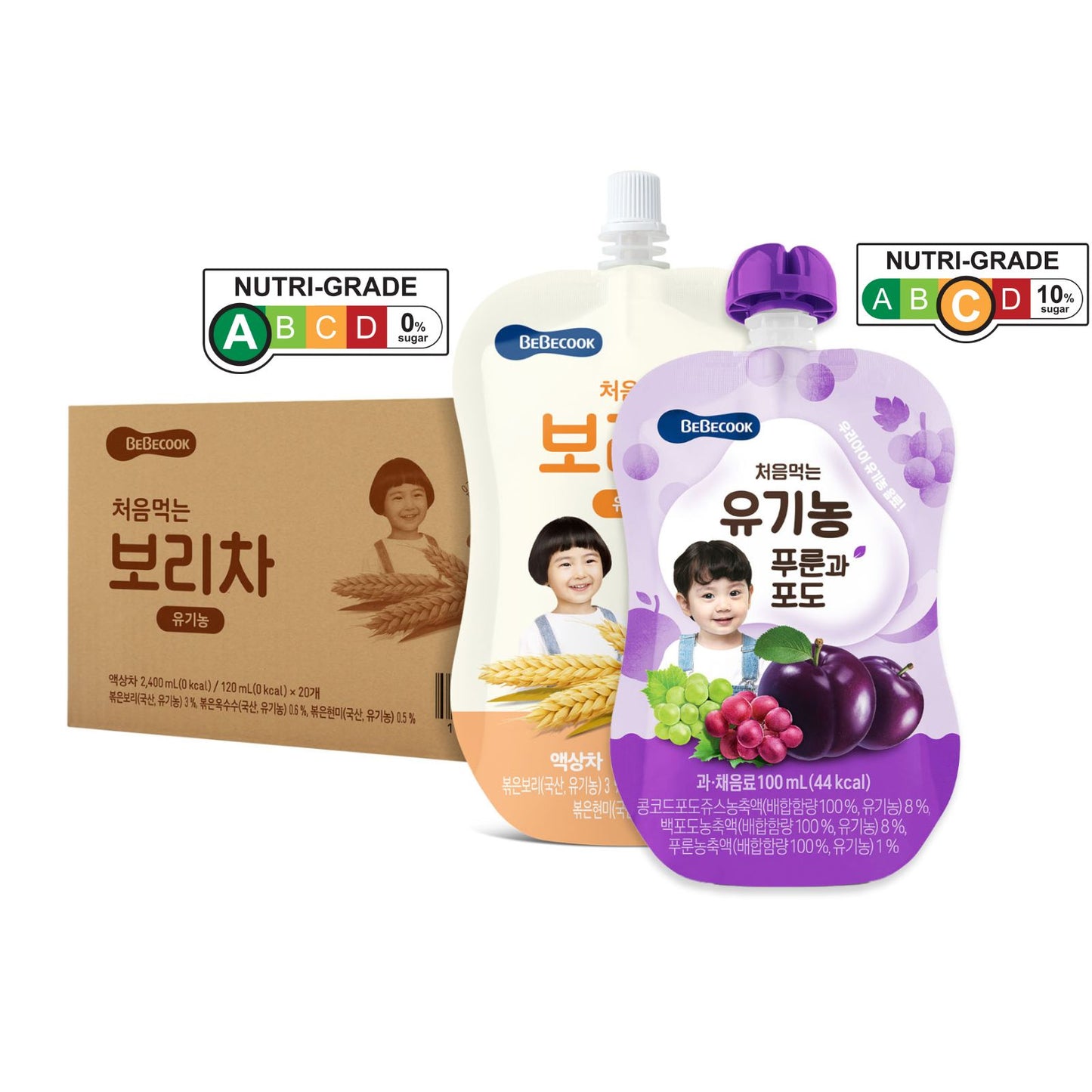 BeBecook - 10-Pk Baby's First Organic Drink Bundle (5 x Plum & Grape, 5 x Roasted Barley)