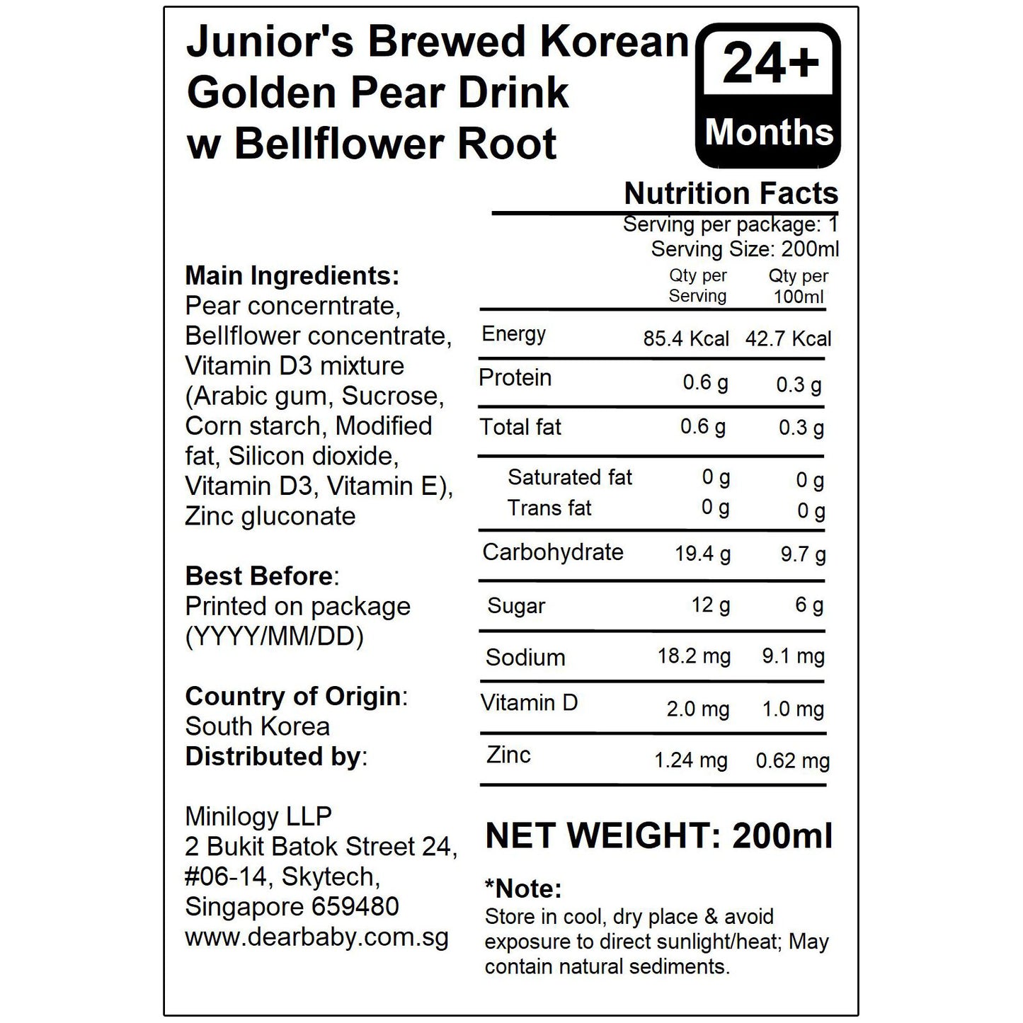 BeBecook - 10-Pk Junior's Korean Golden Pear Drink w Bellflower Root 200g