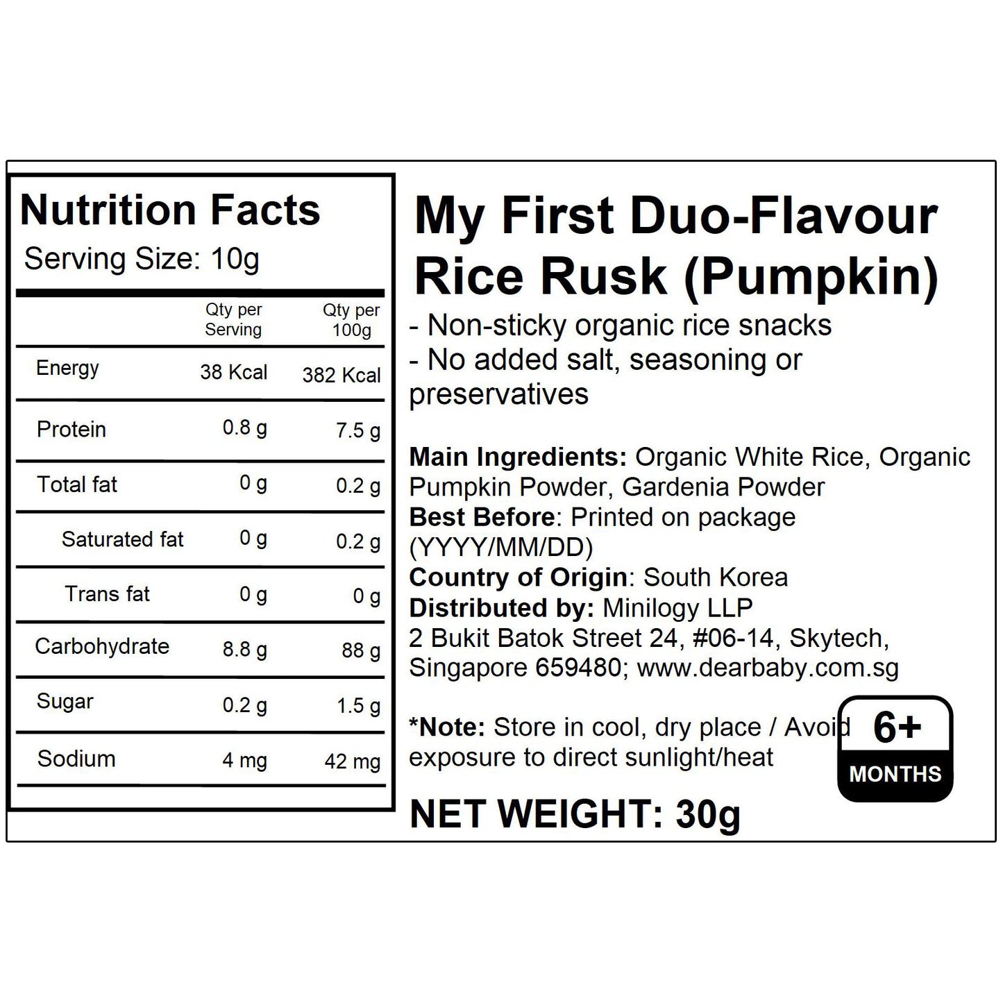 BeBecook - My First Duo-Flavour Rice Rusk (Pumpkin) 30g