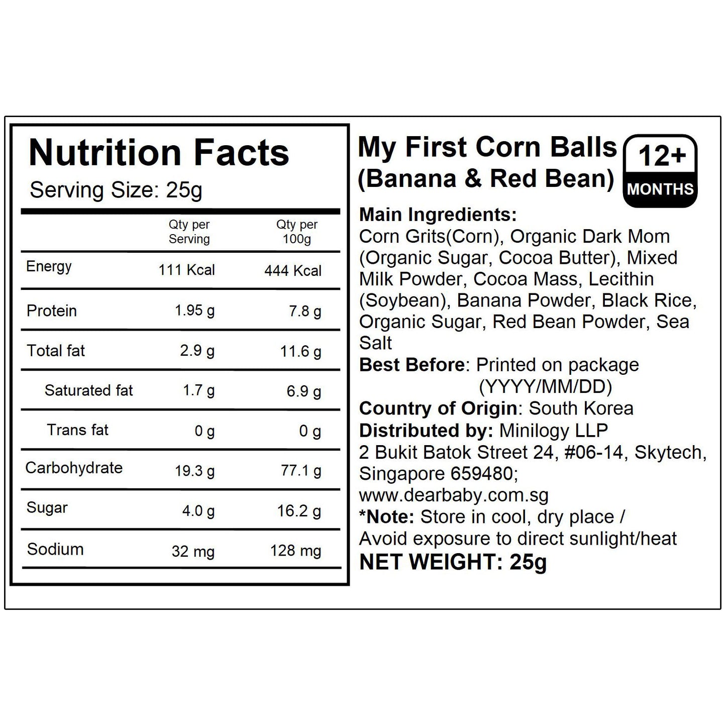 BeBecook - My First Yummy Corn Balls (Banana & Red Bean) 25g
