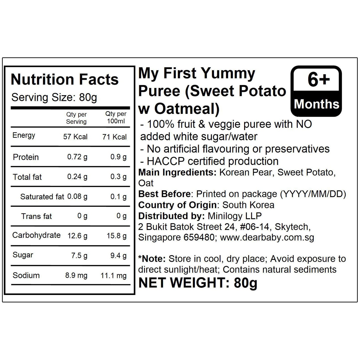 BeBecook - My First Yummy Puree (Sweet Potato w Oatmeal) 80g