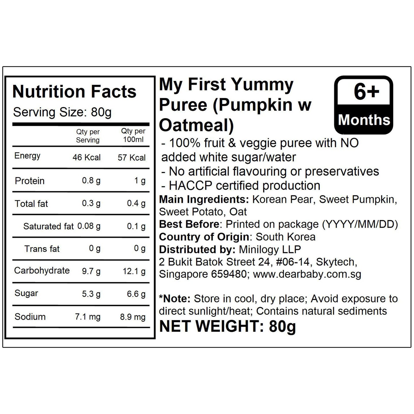 BeBecook - My First Yummy Puree (Pumpkin w Oatmeal) 80g