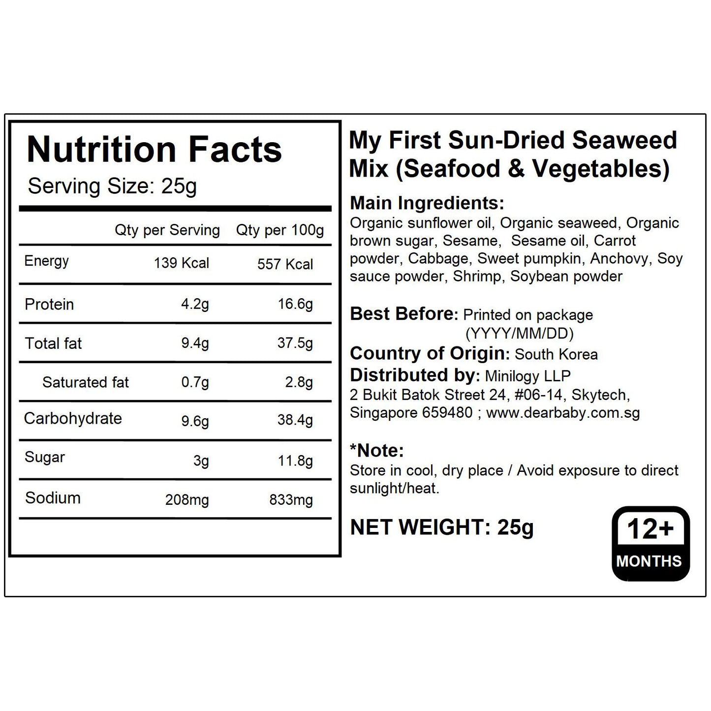BeBecook - My First Sun-Dried Seaweed Mix (Seafood & Vegetable) 25g