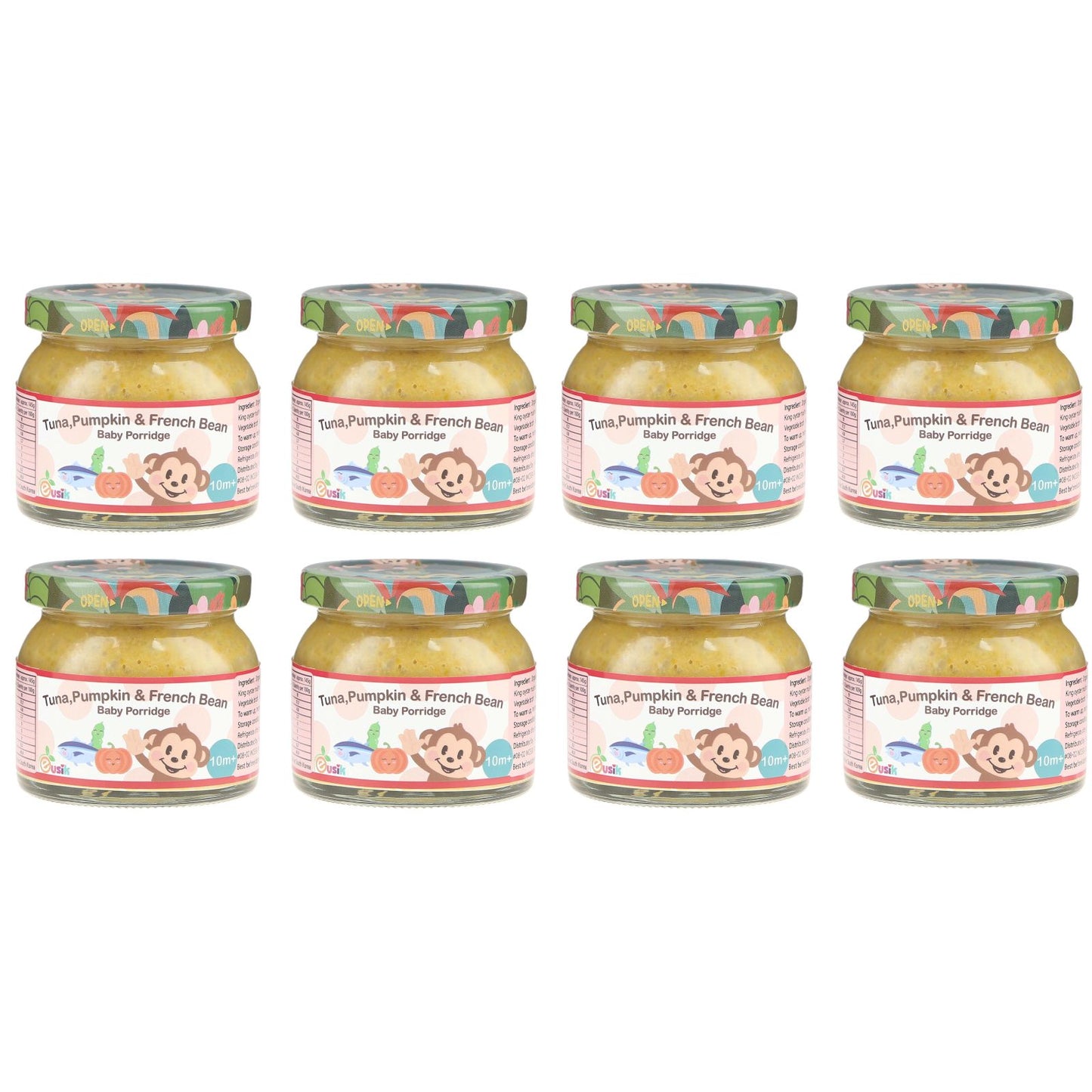 Eusik  - 8-Pk Baby Rice Porridge (Tuna, Pumpkin & French Bean) 145g, 10mths+