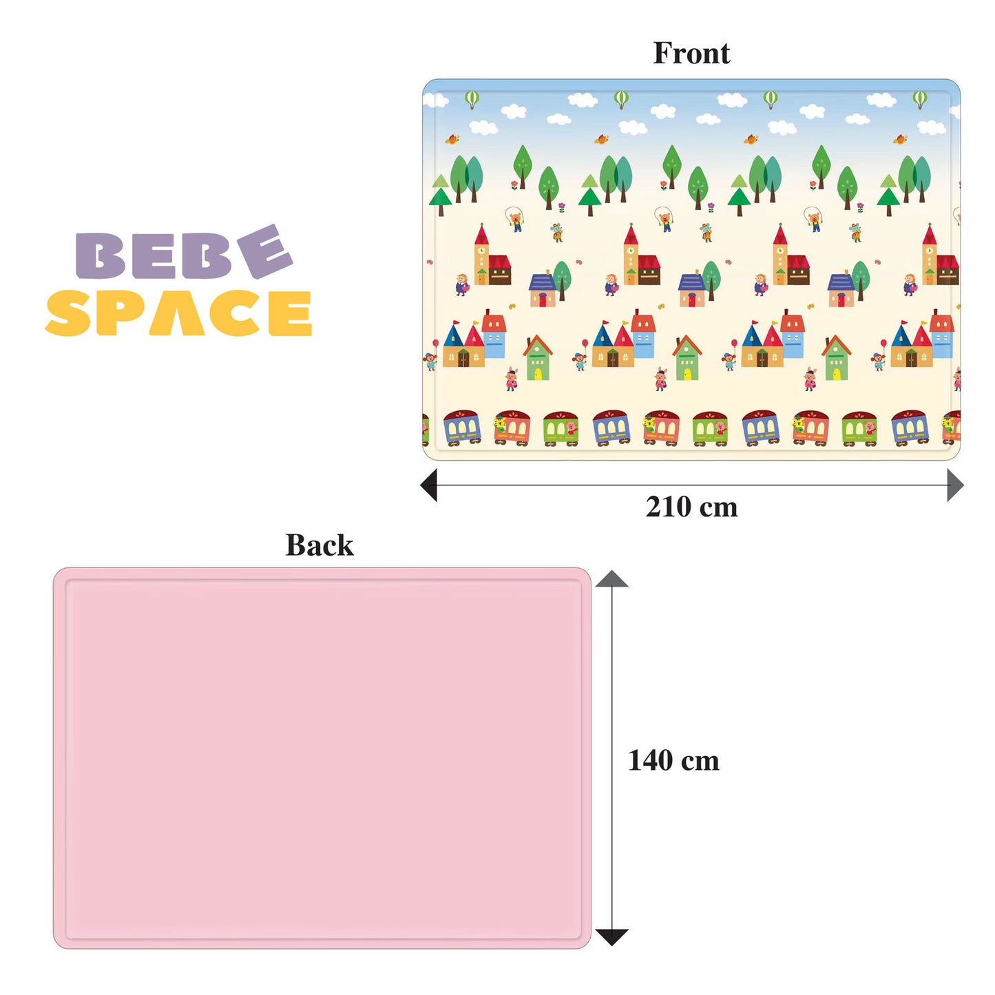 BeBespace - Summer Town + Pink Bumpz Playmat (2100mm x 1400mm x 12mm)