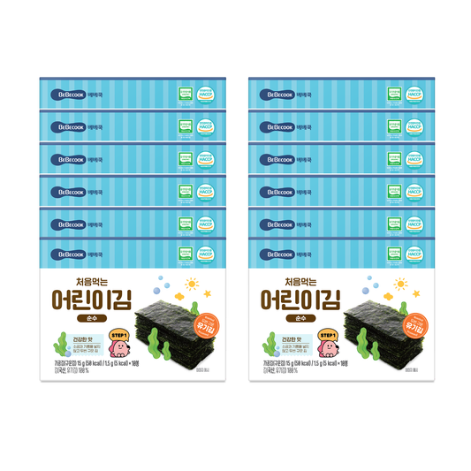 BeBecook - 12-Pk Baby's First Organic Sun-Dried Seaweed (Non-Seasoned) 10 x 1.5g