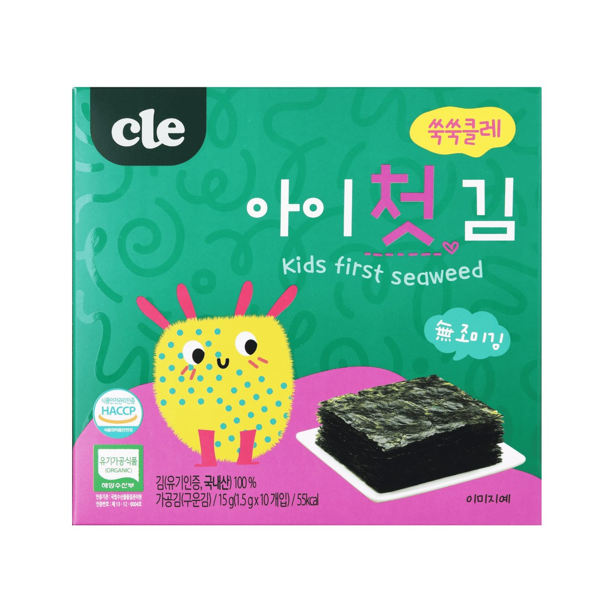 CLE - Kid's First Organic Monster Seaweed (Non-Seasoned) 1.5g x10