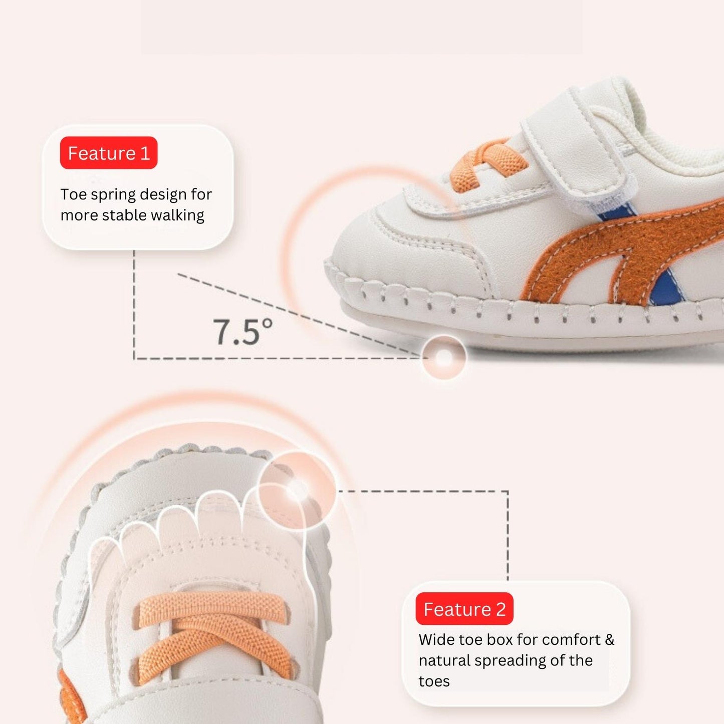 EBmini E3661 Soft-Soled Baby Sneaker (Orange)