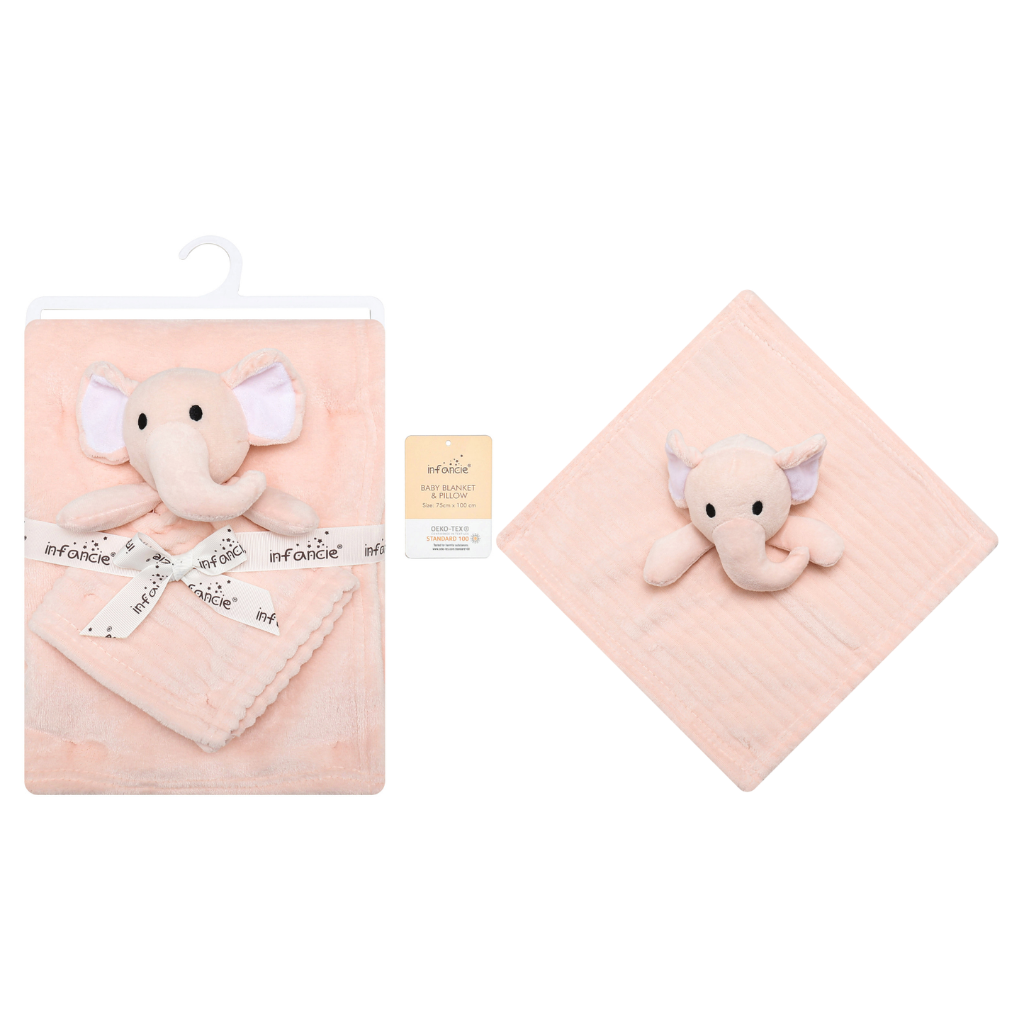 INFANCIE Blanket with Snuggle Toy (Peach Elly)