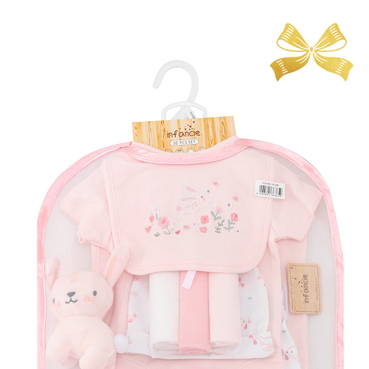 INFANCIE 10-Pc Essential Layette Gift Set (Pink Bunny)